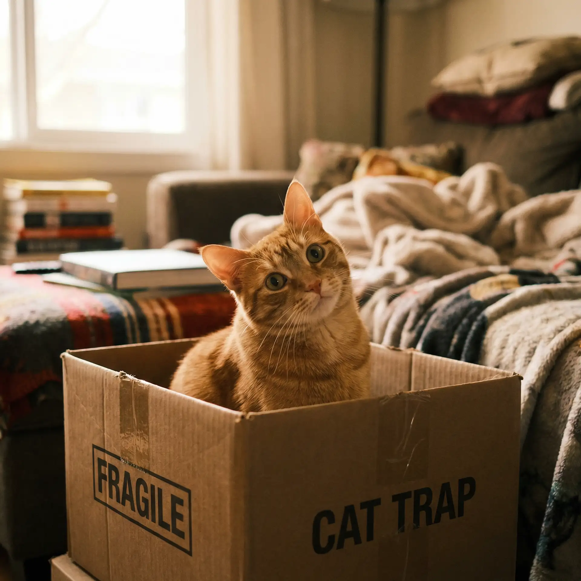 橘猫躲在纸箱里 - 台湾熊熊